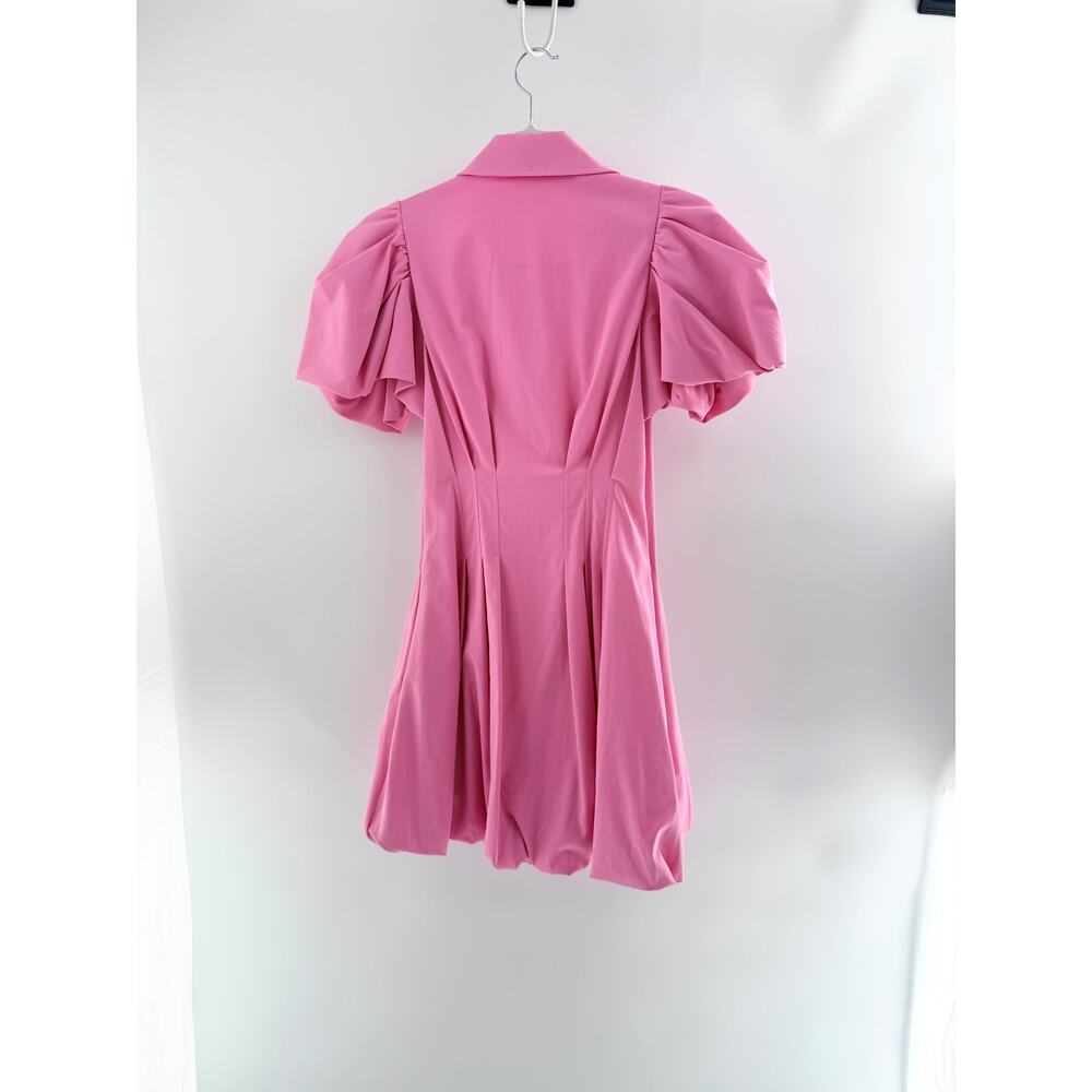 Jonathan Simkhai Cleo Puff Sleeve Pintuck Mini Shirt Dress Pink Women's Size 0 - Picture 3 of 5
